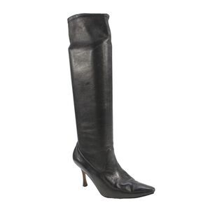 Manolo Blahnik Womens Leather Pull-On Knee High Boots Black Size 7.5